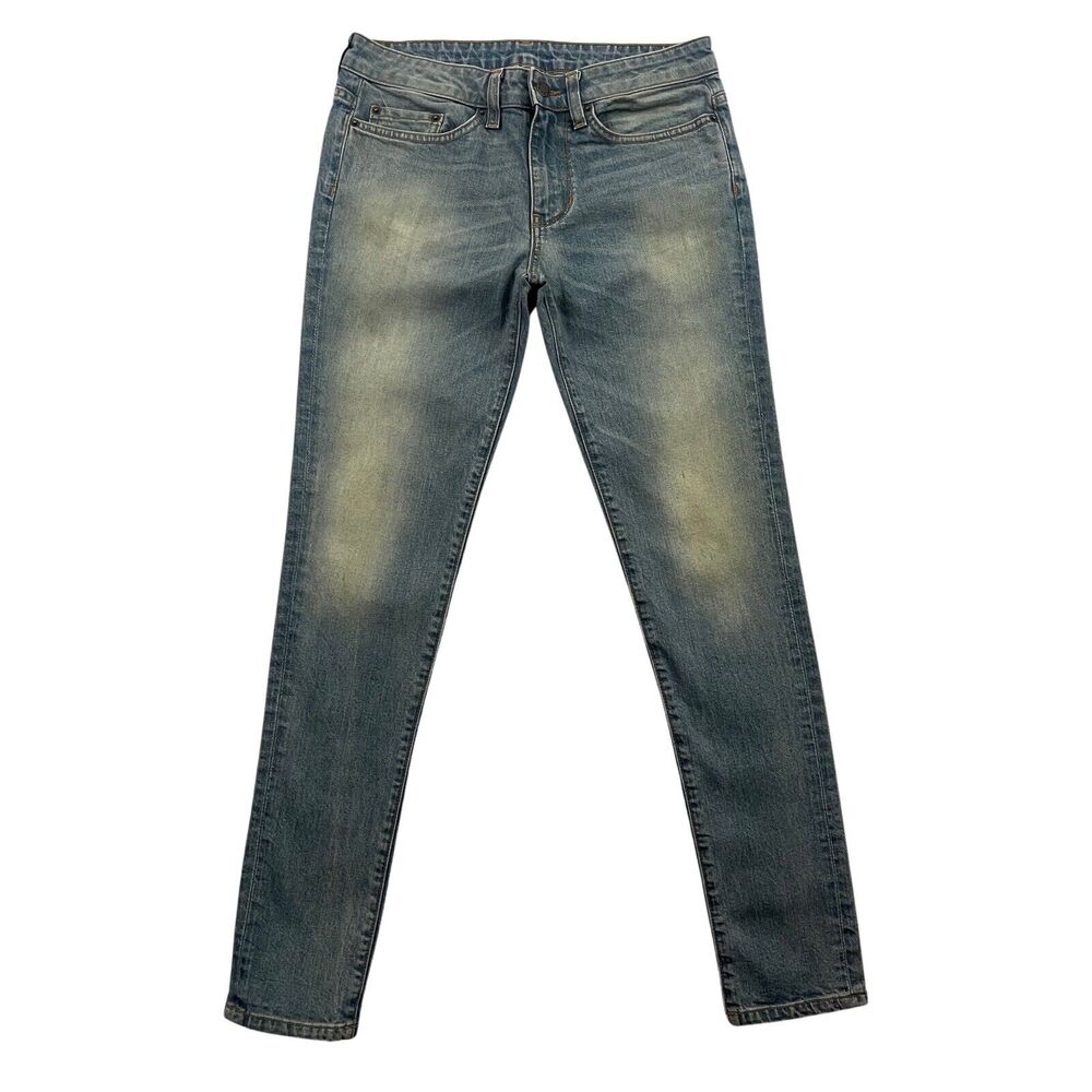 Womens 6397 Jeans Size 26 Dirty Faded Blue Green Loose Skinny Denim